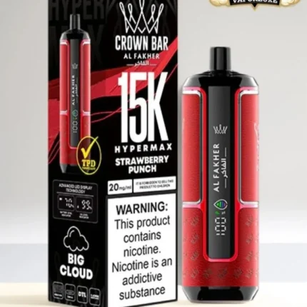Al Fakher Crown Bar 15k Puffs Hypermax Strawberry Punch
