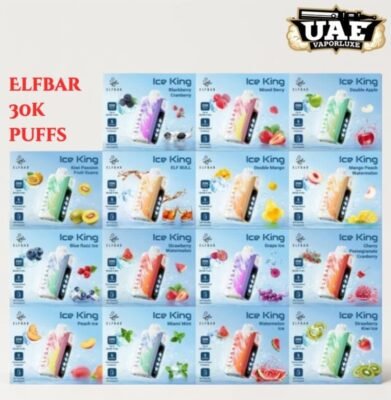 Elfbar Ice King 30K Puffs Disposable Vape – 20+ icy flavors, 1000mAh battery, 5% nicotine, 30000 puffs, no refills, rechargeable via USB-C, best value in UAE