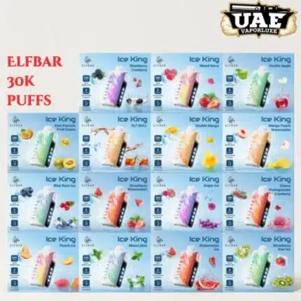 Elfbar Ice King 30K Puffs Disposable Vape – 20+ icy flavors, 1000mAh battery, 5% nicotine, 30000 puffs, no refills, rechargeable via USB-C, best value in UAE
