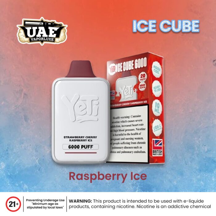 Yeti Ice Cube 6000 Puffs disposable vape Raspberry Ice