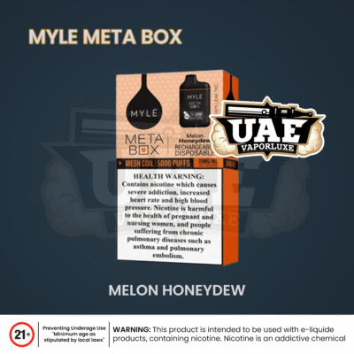 MELON HONEYDEW MYLE Meta Box 5000 Puffs Disposable Vape – Premium Long-Lasting Vape in UAE