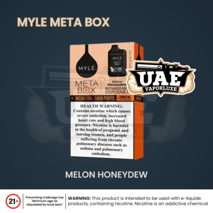 MELON HONEYDEW MYLE Meta Box 5000 Puffs Disposable Vape – Premium Long-Lasting Vape in UAE