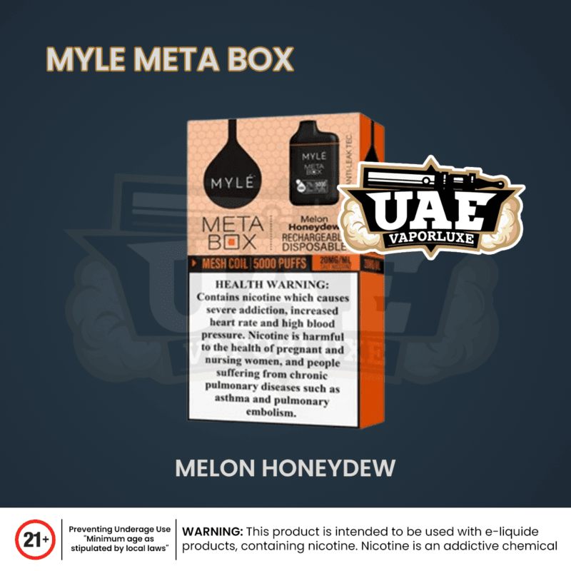 MELON HONEYDEW MYLE Meta Box 5000 Puffs Disposable Vape – Premium Long-Lasting Vape in UAE