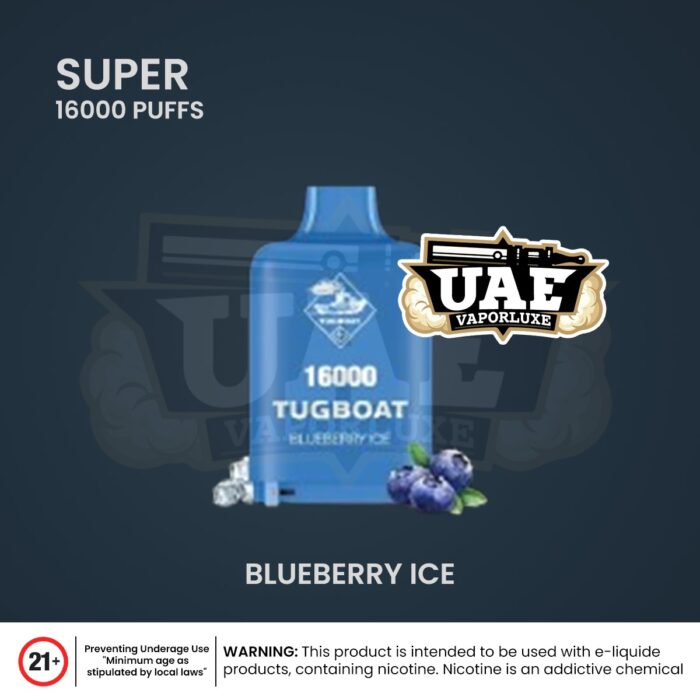 Tugboat Super 16000 Puffs Disposable Vape Blueberry Ice Flavor