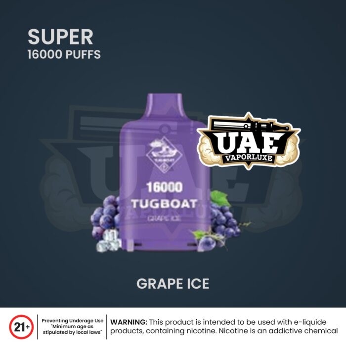Tugboat Super 16000 Puffs Disposable Vape Grape Ice Flavor