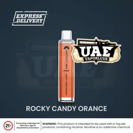 HAYATI Pro Max 4000 plus Puffs 20mg Disposable Vape ROCKY CANDY ORANGE