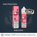 Tokyo Iced Litchi 60ml vape juice bottle and box with nicotine options 0mg, 3mg, and 6mg.