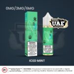 Tokyo Iced Mint 60ml vape juice bottle and box design with nicotine strengths 0mg, 3mg, and 6mg.