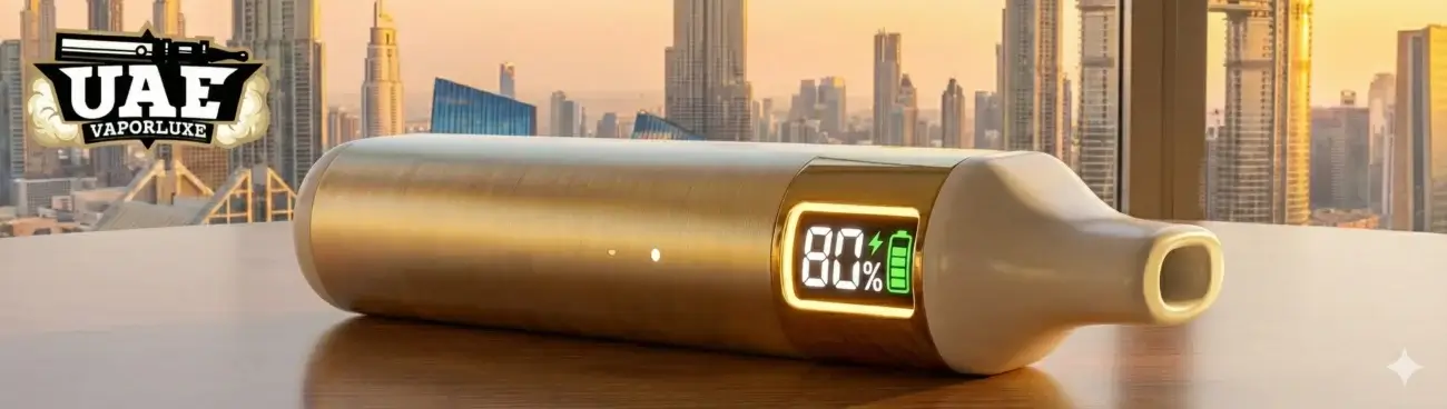 Next-gen disposable pod vape with digital screen displaying battery and liquid level