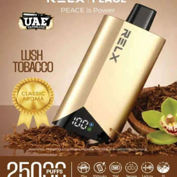 Buy RELX Peace 25000 puffs 20MG Lush tobacco flavors in Dubai UAE.
